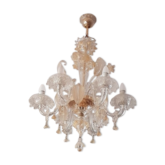 Murano glass Venetian chandelier 6 branches