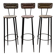 Suite de 3 tabourets de bar en acier et paillés