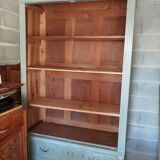 Old 2-door bookcase with chalk paint blue patina