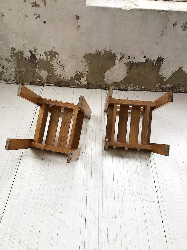 Duo of les arcs mountain pine chairs