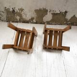 Duo of les arcs mountain pine chairs