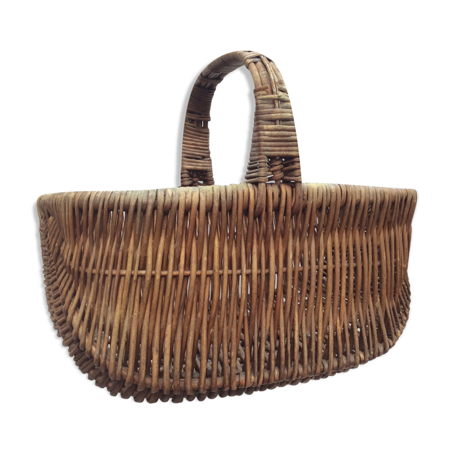 Wicker basket basket with vintage handle size: height -34cm- width -40cm - prof-29cm