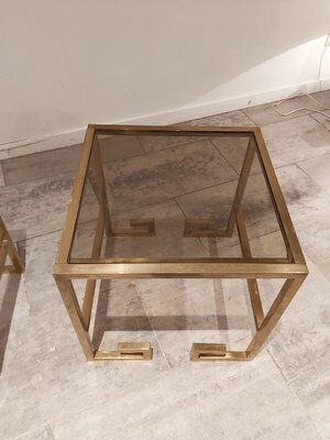 Set de 2 tables d'appoint vintage en forme de g en laiton