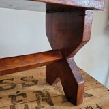 Brutalist wooden stool