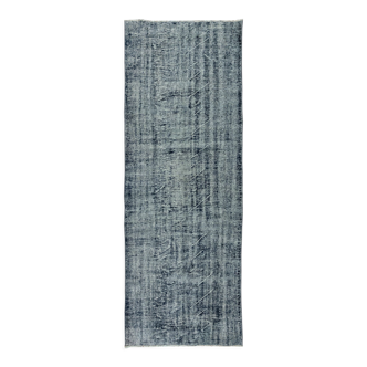 Vintage handmade turkish distressed rug re-dyed in navy blue. tek0460