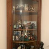 Solid cherry wood corner display cabinet