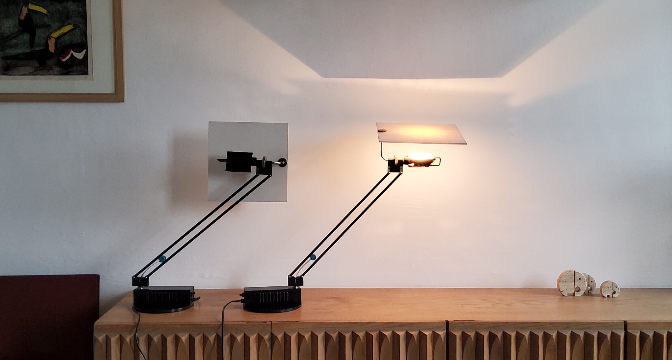 Pair of vintage w&o model lamps by Ketoff for aluminor, 1980s