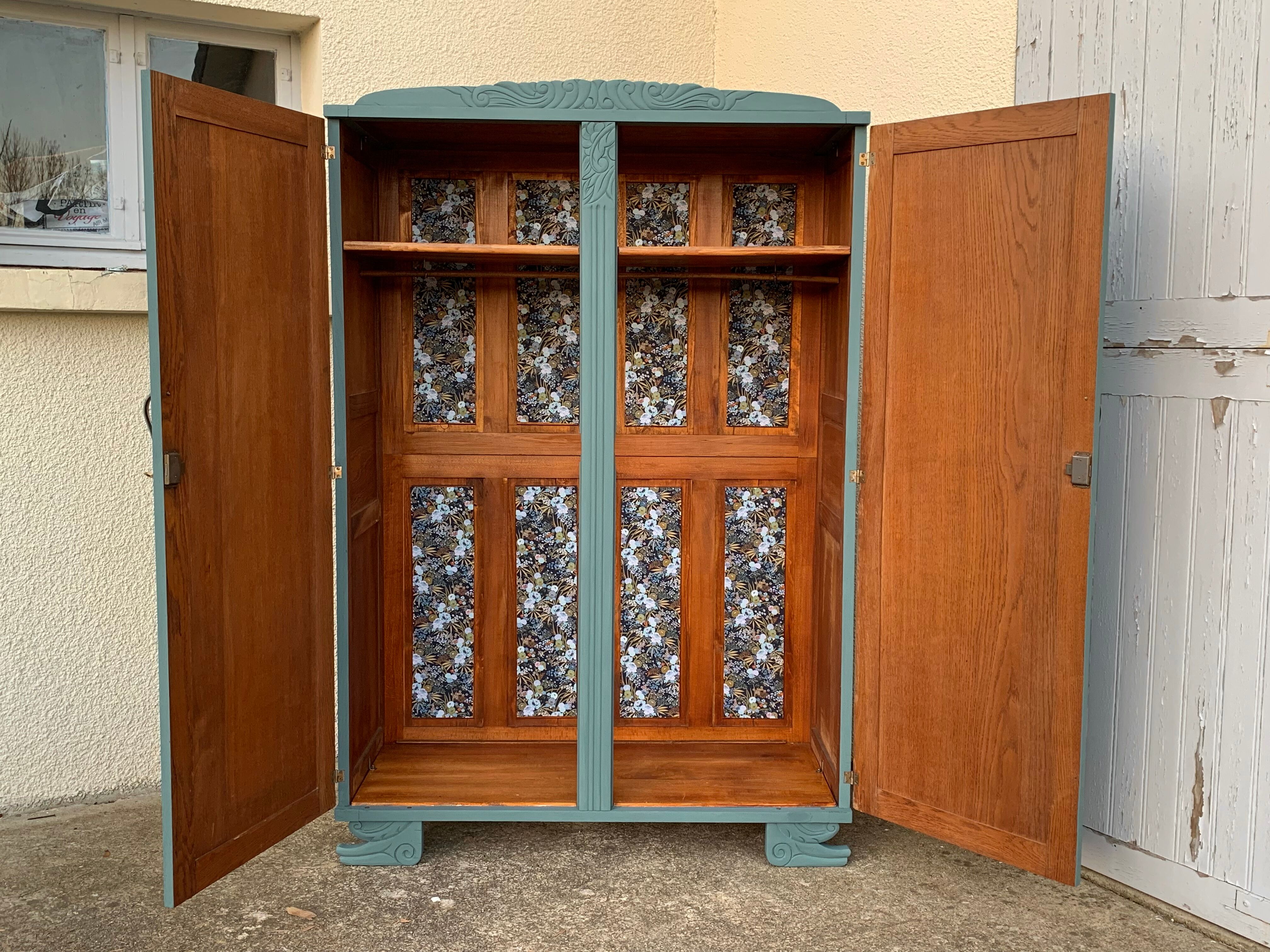 Parisian art deco wardrobe blue gray 1930