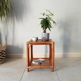 Vintage side table in rattan and bamboo