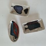 Trio of decorative glazed ceramic bowls – Italy, 1960s