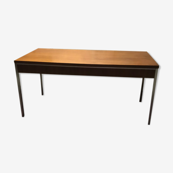 Table bureau palissandre pieds chromé design 80/90
