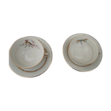 2 old porcelain cups Bavaria c f G bird and butterfly pattern