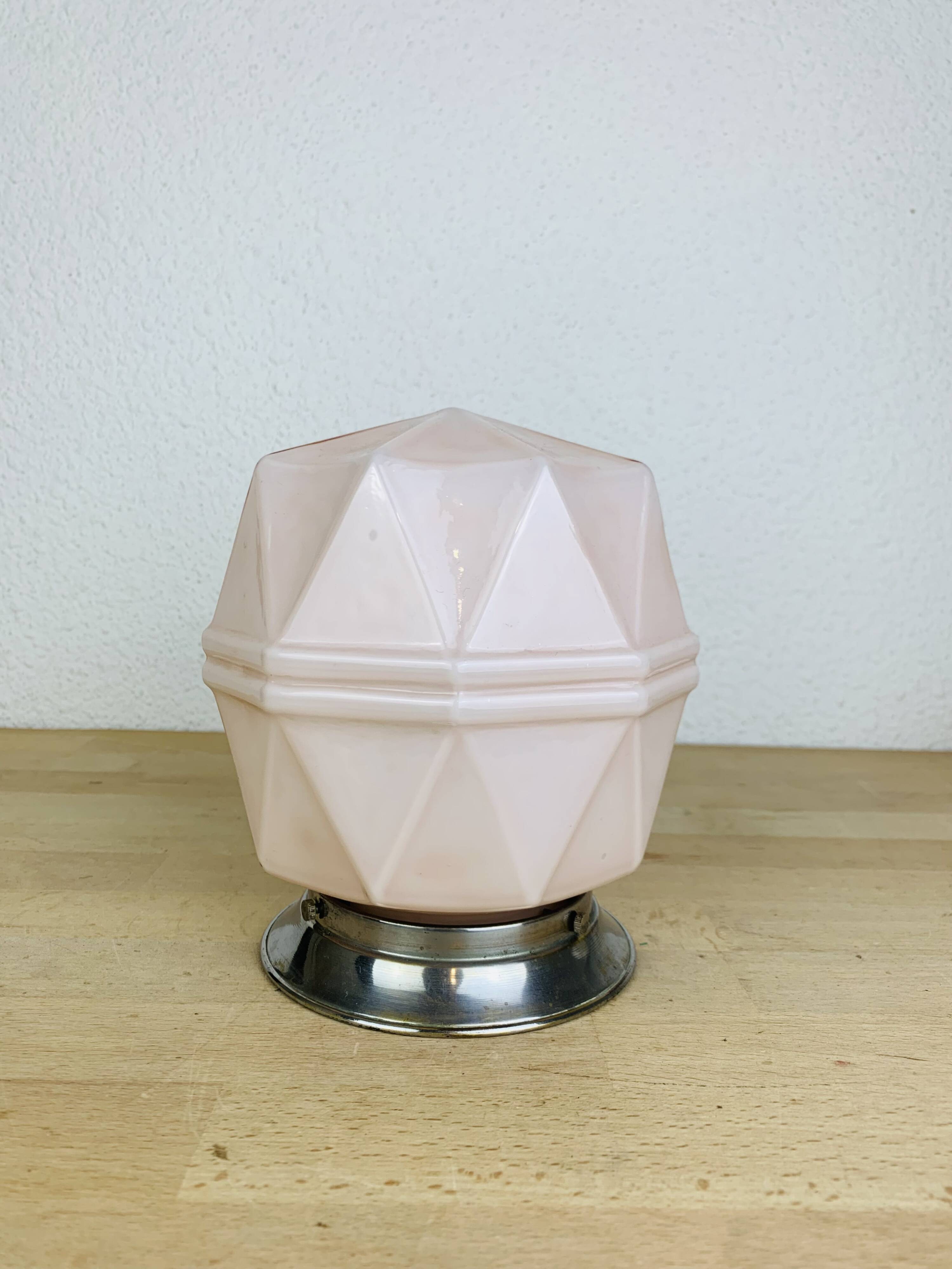 Art Deco pink opaline wall light, 1930/1940, ceiling light