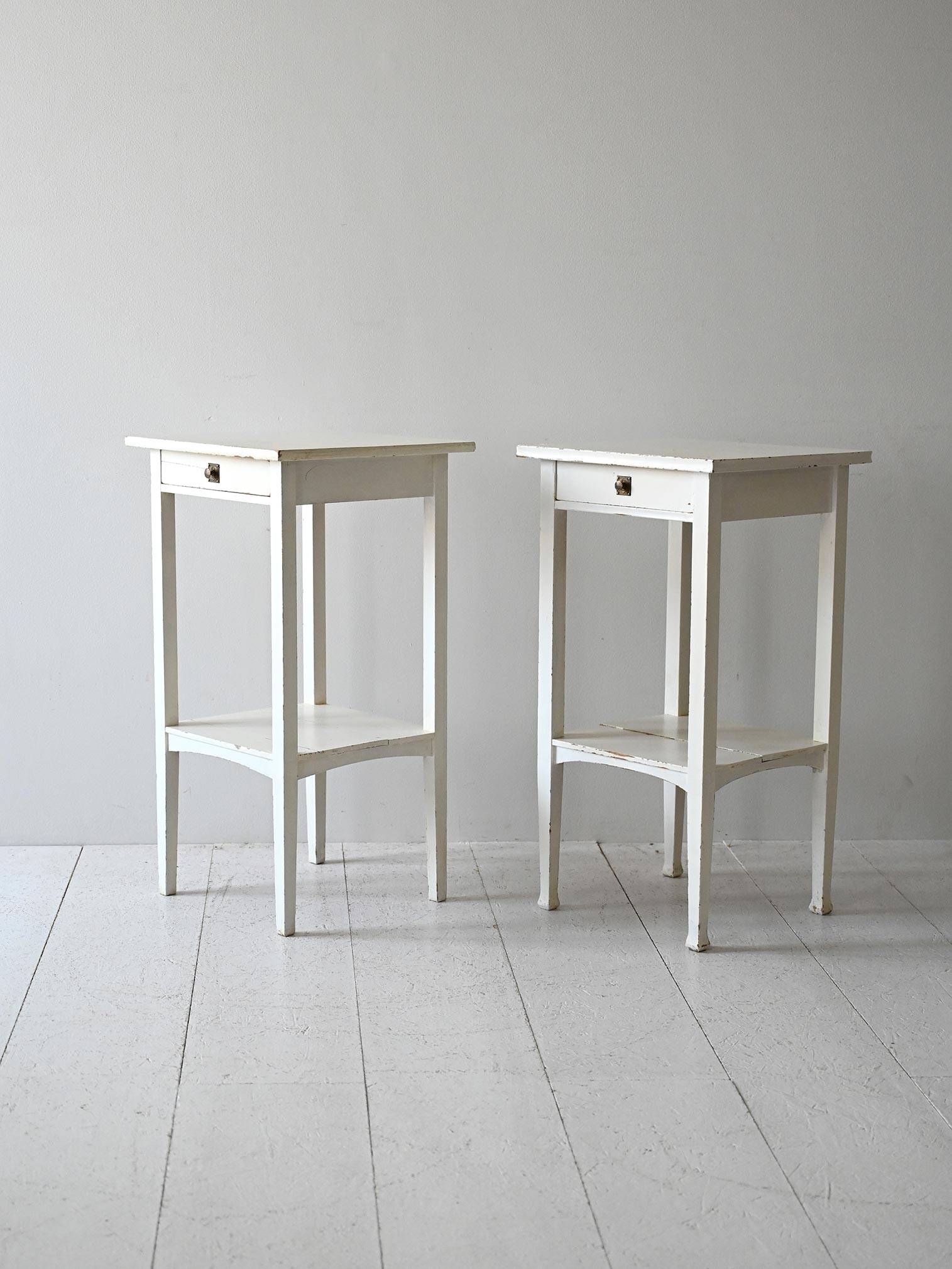 Pair of mid-century Scandinavian white-painted nightstands