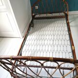 Vintage rattan bamboo bed
