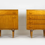 Vintage Nightstands with White Glass Tops, 1970s, Set of 2