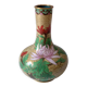 Enamelled brass vase cloisonné Chinese style floral pattern beige red green purple