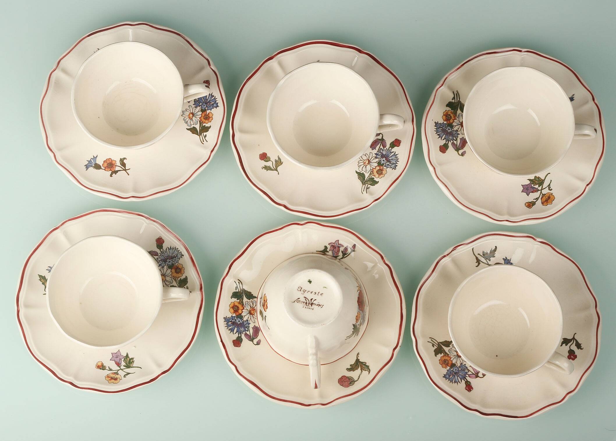 Coffee service in Sarreguemines earthenware, Agreste model.