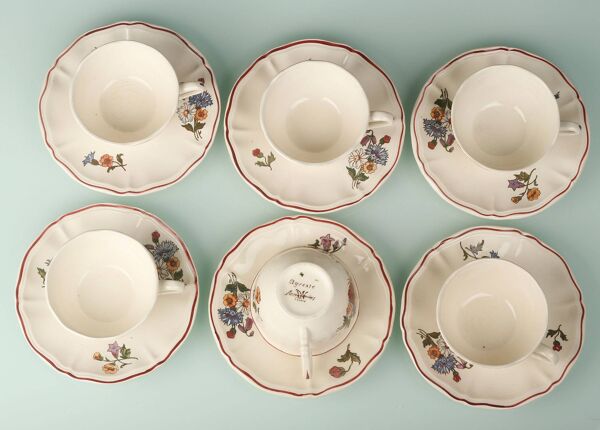 Service à café en faïence de Sarreguemines, modèle Agreste