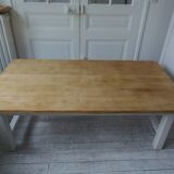 Coffee table made from a vintage farmhouse table in solid wood.