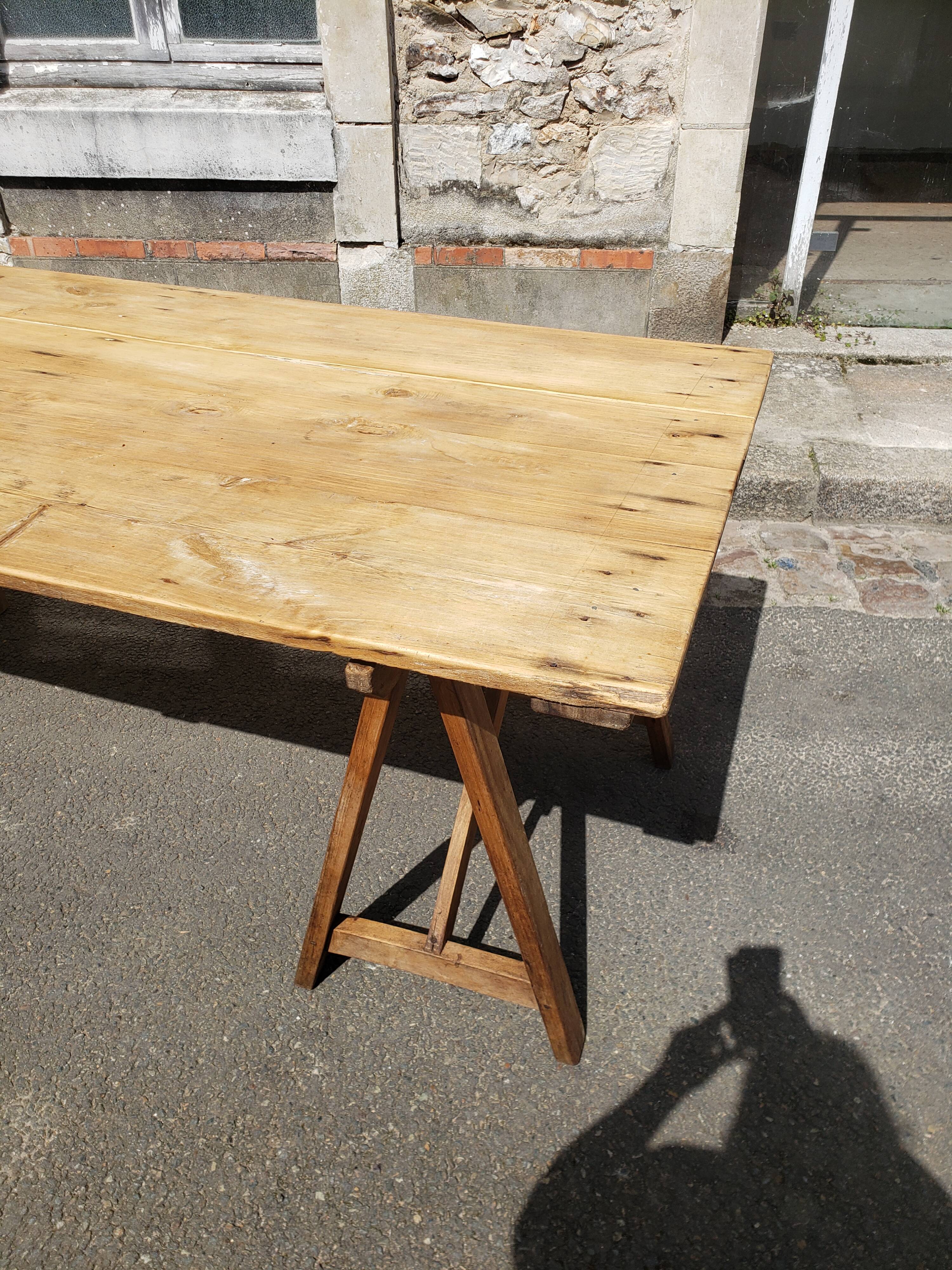 Farm or workshop table on trestles