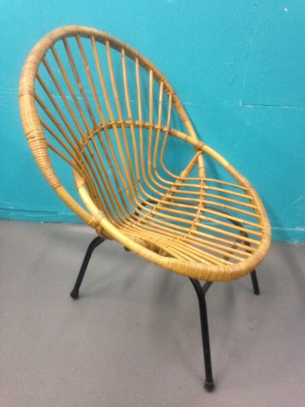 fauteuil coquille en rotin