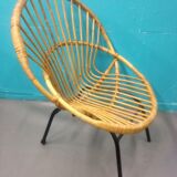 Fauteuil coquille en rotin