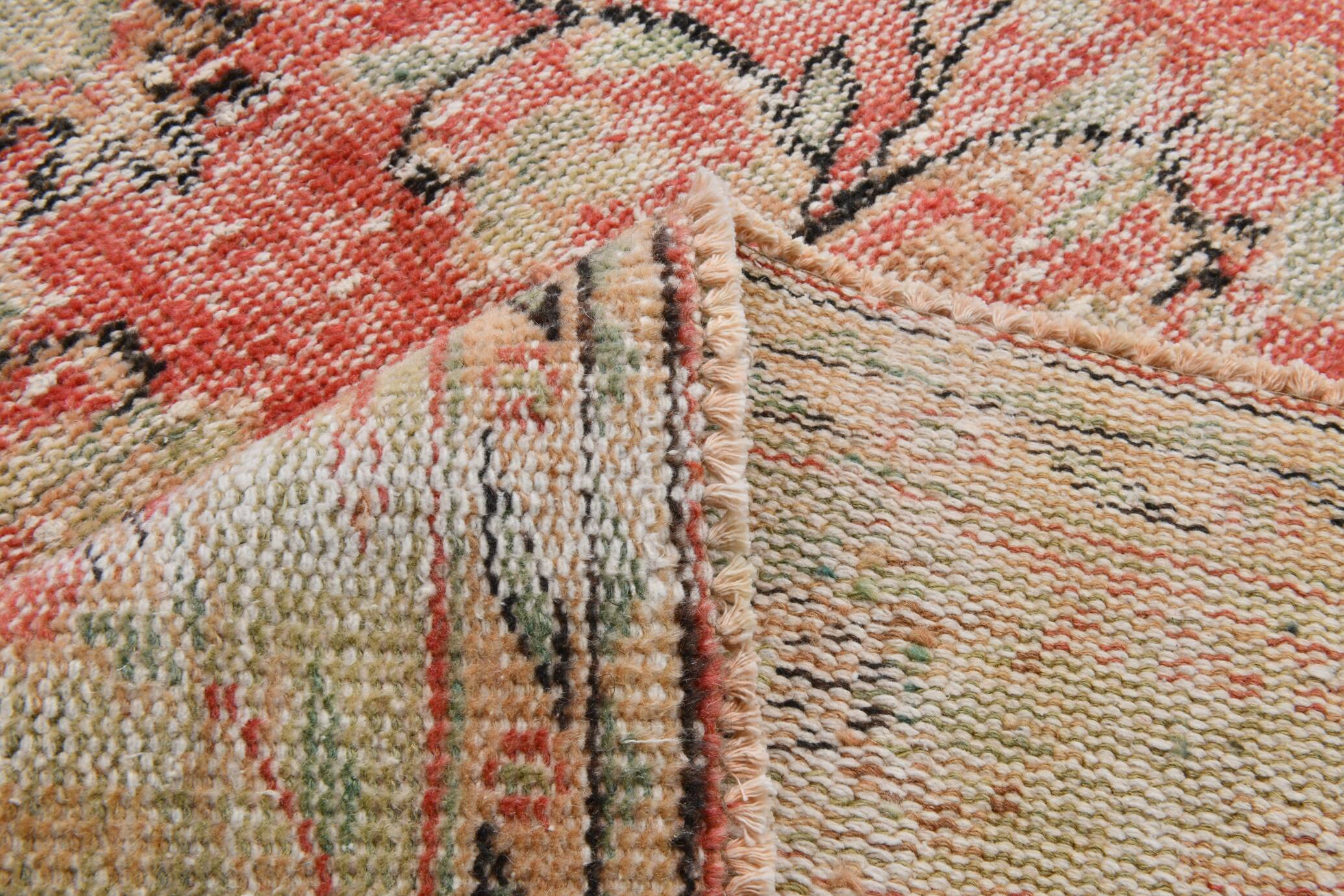 Red & cream oriental turkish vintage rug