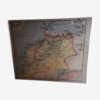 Carte scolaire vintage Vidal Lablache Maroc