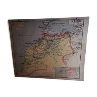 Carte scolaire vintage Vidal Lablache Maroc