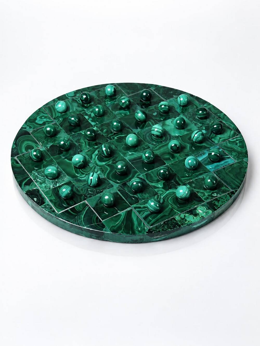 Vintage solitaire game in malachite, African work, 1960s-1970s.