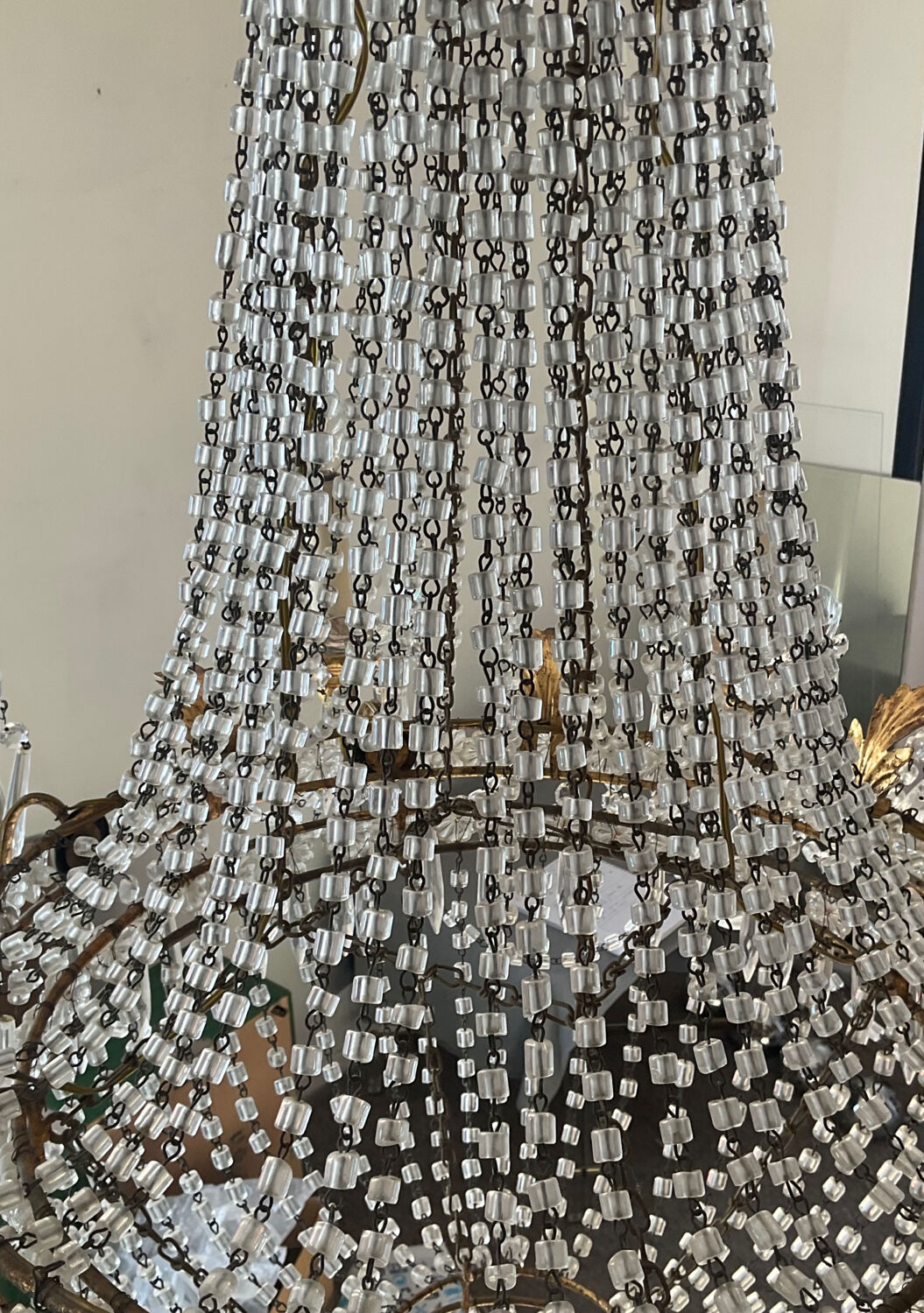 Large Montgolfière chandelier with crystal drops