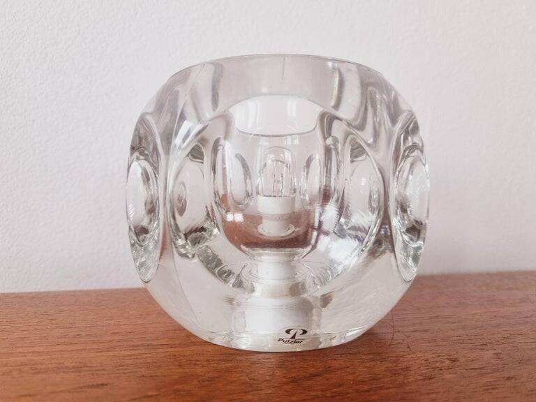 Midcentury Table Lamp Peill & Putzler Ice Cube Glass, Germany, 1970s