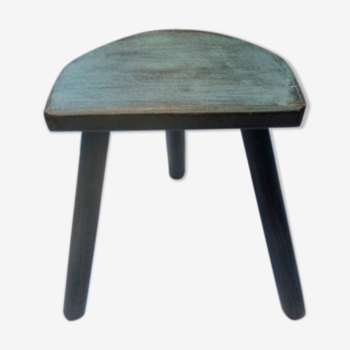 Tabouret tripode patine bleue noire