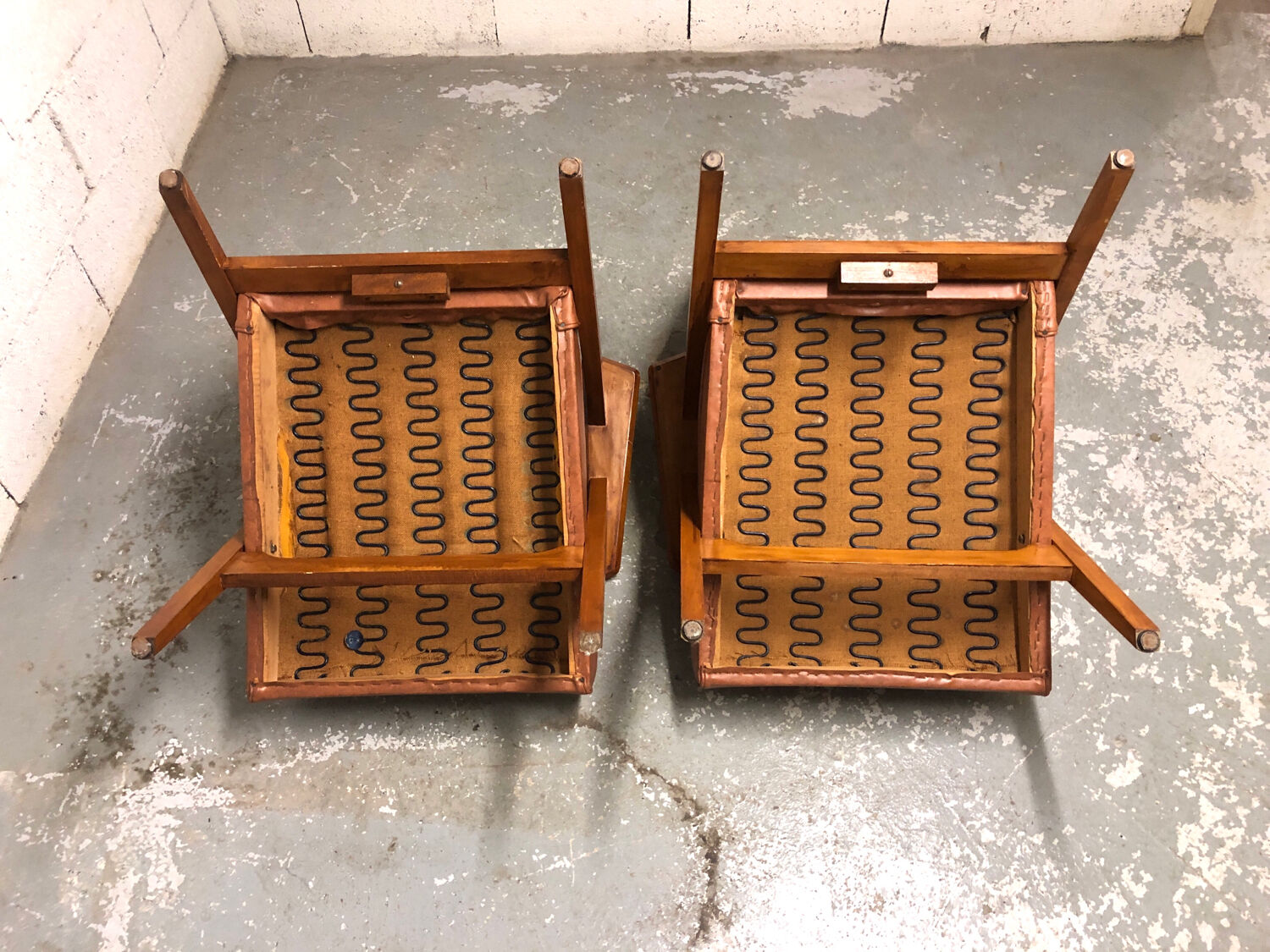 Pair of armchairs Scandinavian design feet compass vintage period 1960s