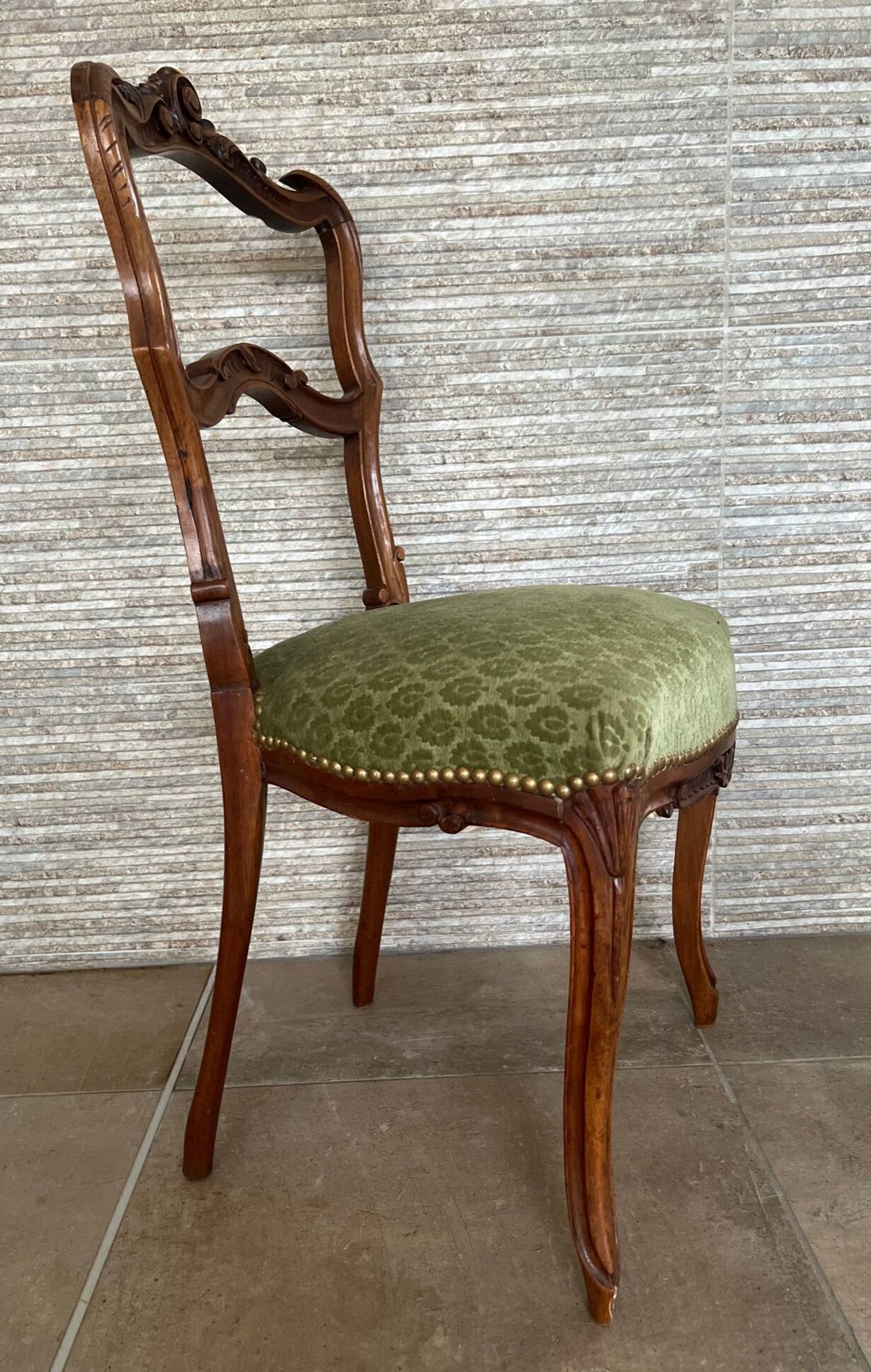 Pair of 19th century Louis XV style chairs, Napoleon III period in walnut