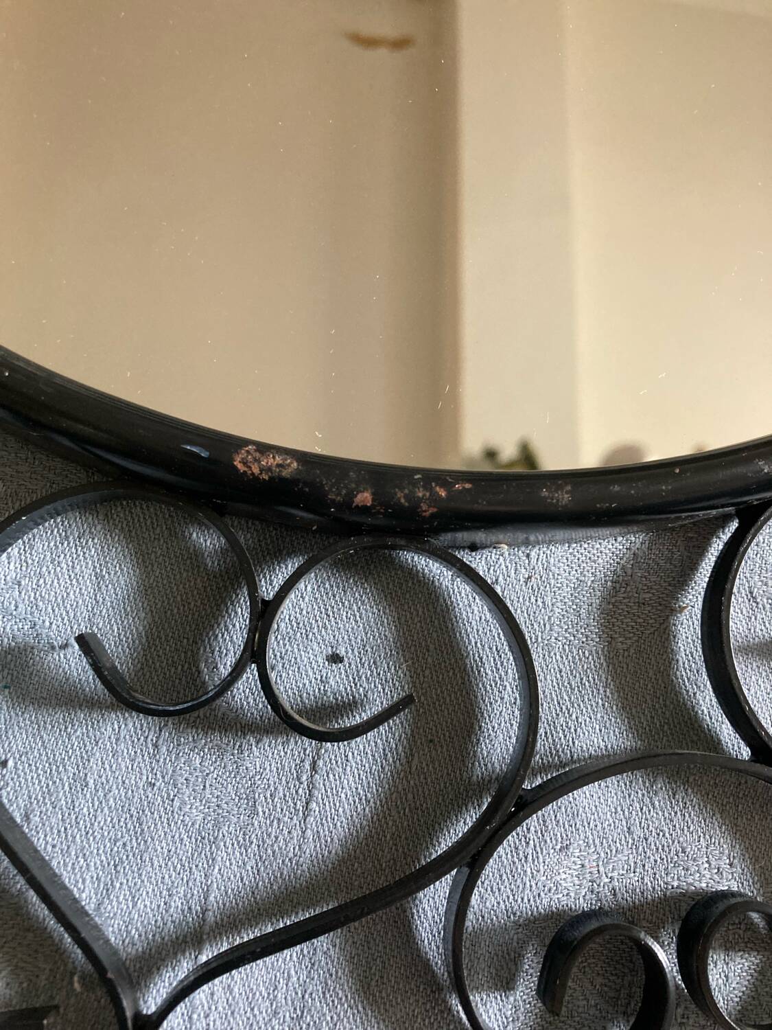 Large vintage black metal mirror Chaty Vallauris