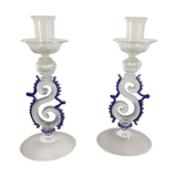 Set of 2 Murano glass candlesticks