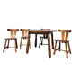 Brutalist set solid oak round dining table 4 chairs Depuydt Belgium