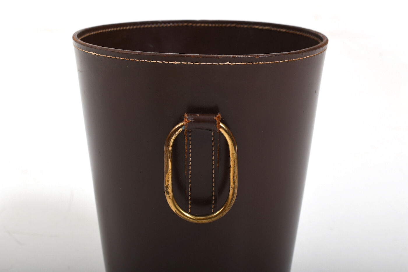 Carl auböck 1950s brown leather waste paper basket