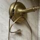Large vintage lamp in brass with a pink opaline shade.
