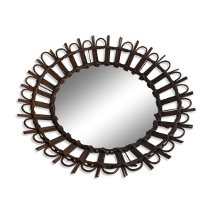 miroir mural rond à - cadre bois