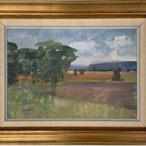 Swedish Modernist Landscape Oil Painting 1960s