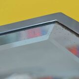 Art-deco mirror tray in chrome metal with beveled mirror