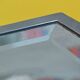 Art-deco mirror tray in chrome metal with beveled mirror