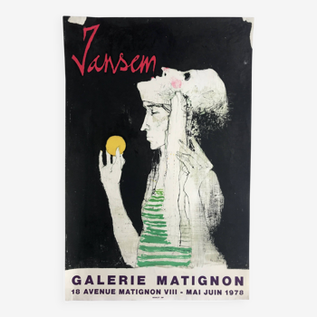 Jean jansen, galerie matignon, 1978. affiche originale en lithographie mourlot