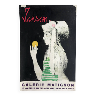 Jean jansen, galerie matignon, 1978. affiche originale en lithographie mourlot