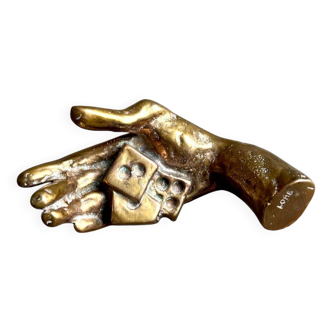 Gilded bronze sculpture by Yves Lohé - dice