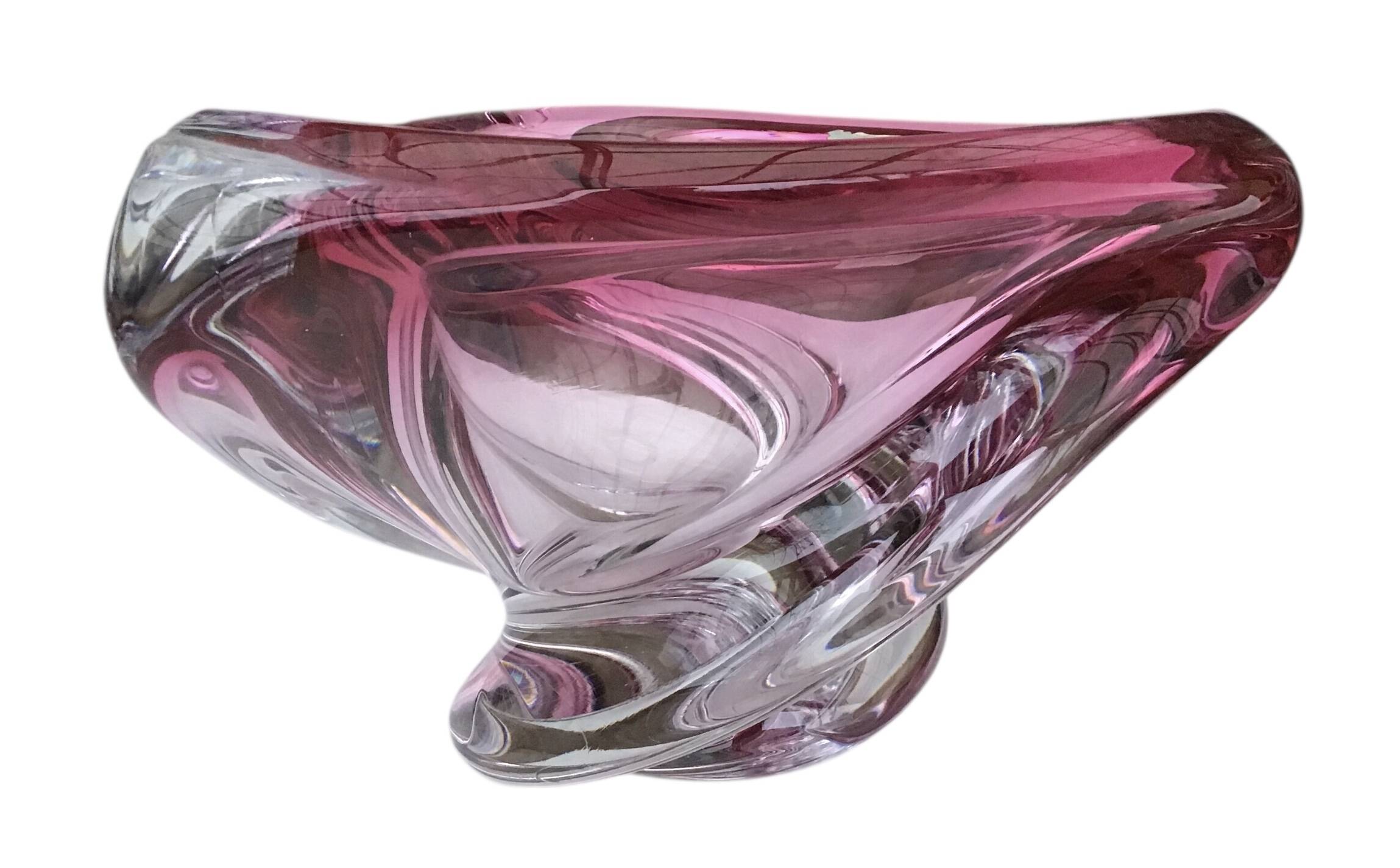 Vase Wave Val-Saint-Lambert ruby submerged design Delvenne 1950