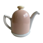Théière blanche et rose poudré